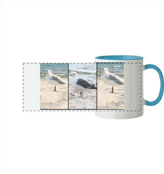 Wattvogel Motiv Nordseemöwe Ostsee - Panorama Tasse zweifarbig