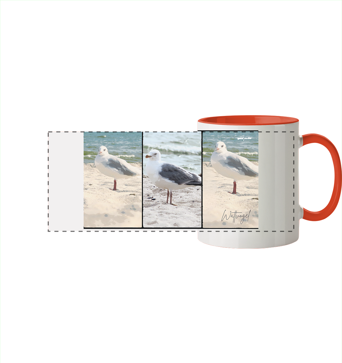 Wattvogel Motiv Nordseemöwe Ostsee - Panorama Tasse zweifarbig