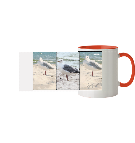 Wattvogel Motiv Nordseemöwe Ostsee - Panorama Tasse zweifarbig