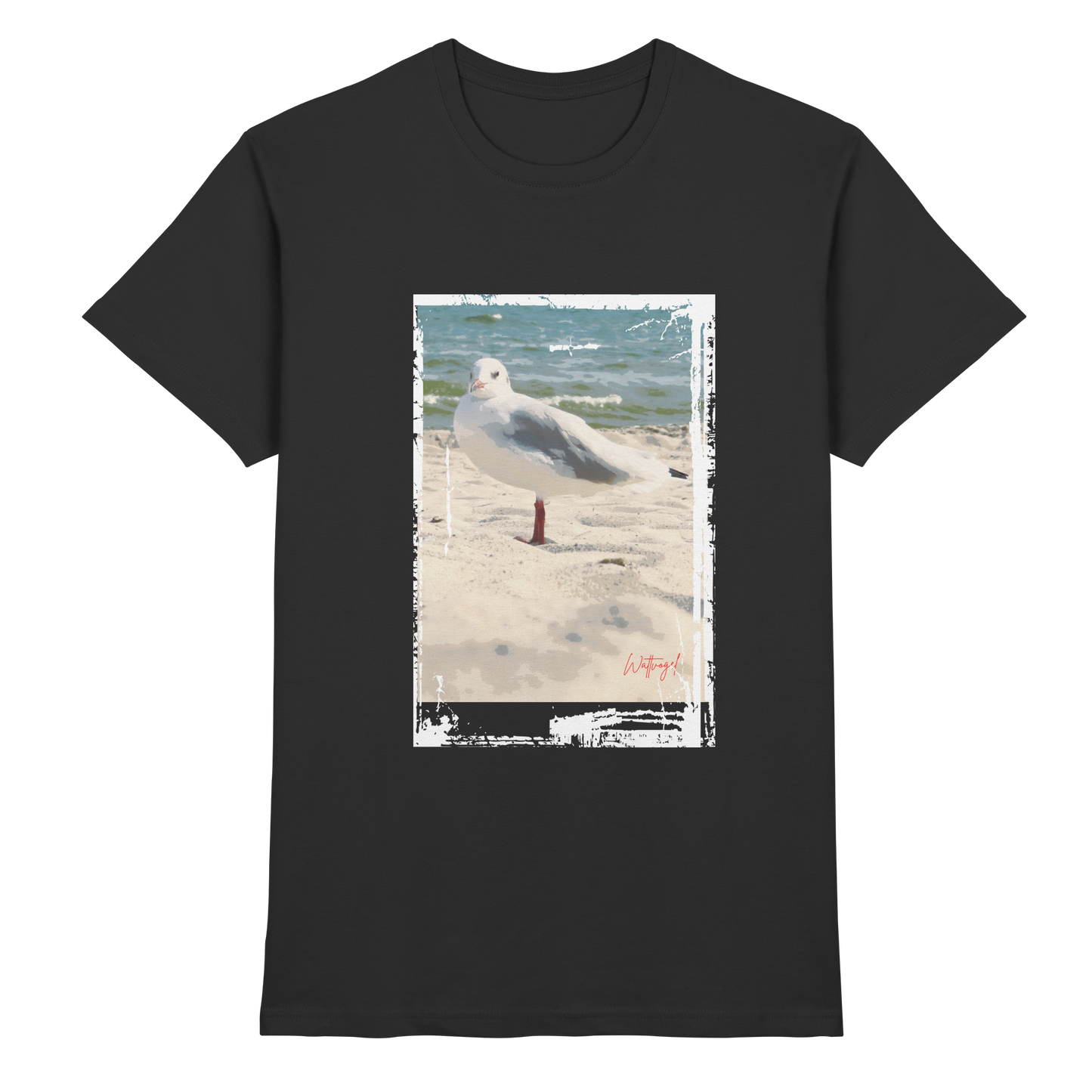 Wattvogel Nordsee Möwe am Strand - Premium Shirt