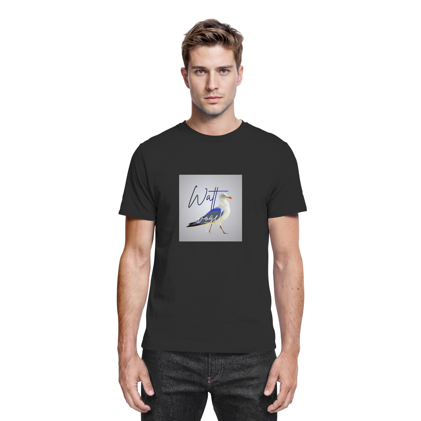 Wattvogel Motiv mit Nordsee Möwe  - Premium Shirt