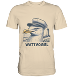 Lustige Möwe mit Kapitänsmütze Wattvogel am Nordsee Strand mit Leuchtturm - Premium T-Shirt