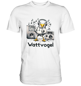 Coole Möwe Wattvogel mit Musik Geschenkidee Urlaub Nordsee Ostsee Moin T-Shirt - Premium T-Shirt