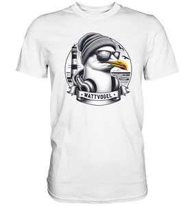 Coole Möwe mit Mütze und Sonnenbrille - Premium Shirt