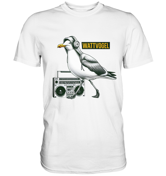 Coole Möwe mit Kaputze und Kopfhörer Wattvogel T-Shirt mit Möwe - Premium Shirt