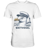 Lustige Möwe mit Kapitänsmütze Wattvogel am Nordsee Strand mit Leuchtturm - Premium T-Shirt