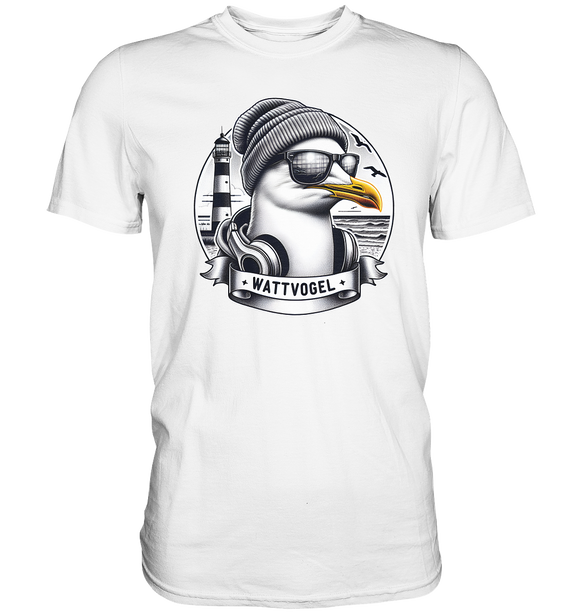 Coole Möwe mit Mütze und Sonnenbrille - Premium Shirt