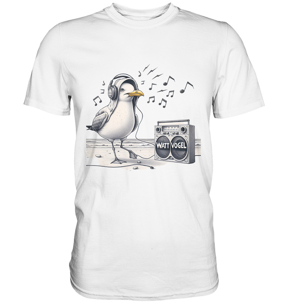 Tanzende Möwe mit Kaputze und Kopfhörer am Strand Nordsee T-Shirt - Premium Shirt