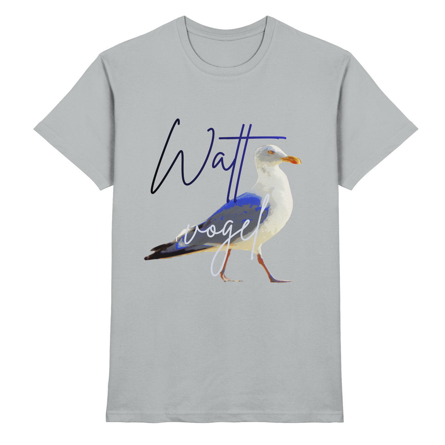 Wattvogel® Premium T-Shirt Nordsee Möwe | Maritimes Künstler Design Shirt
