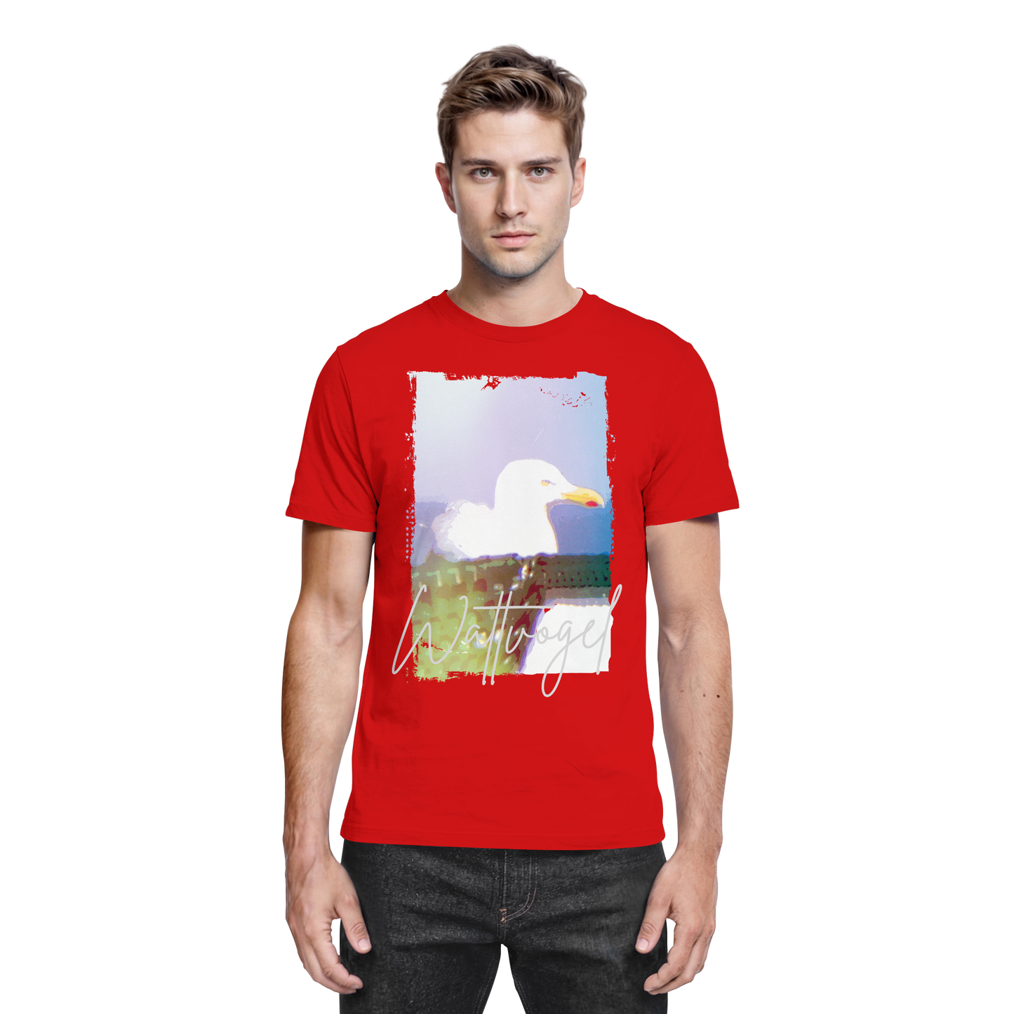 Wattvogel® Nordsee Möwe – Strandkorb Moment  - Premium Shirt