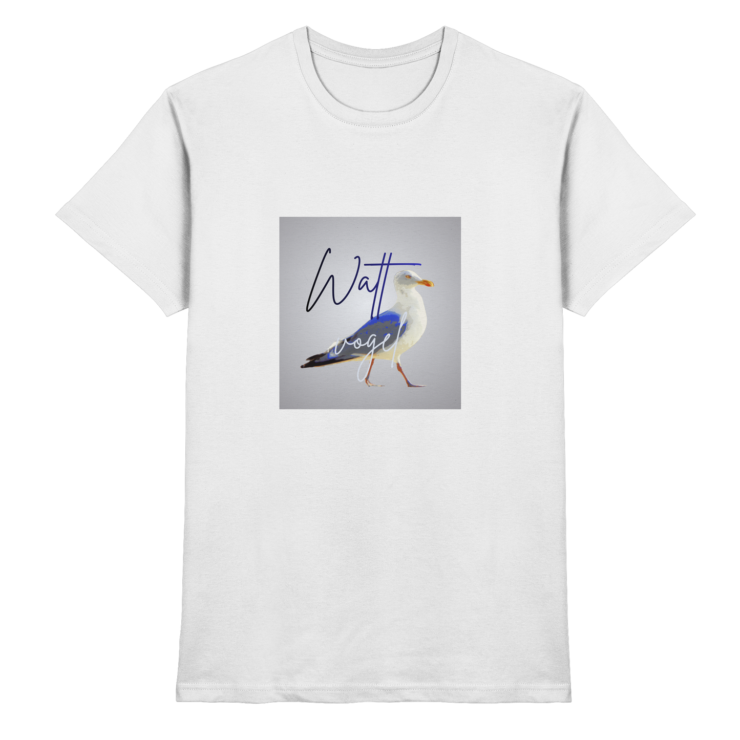 Wattvogel Motiv mit Nordsee Möwe  - Premium Shirt