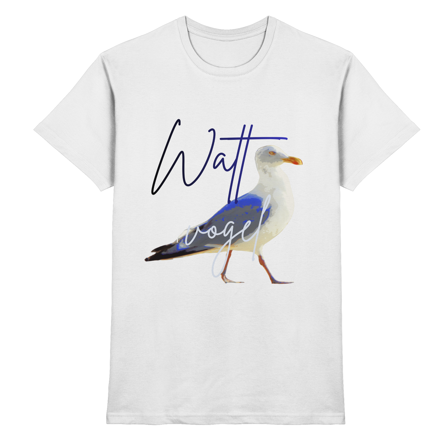 Wattvogel® Premium T-Shirt Nordsee Möwe | Maritimes Künstler Design Shirt