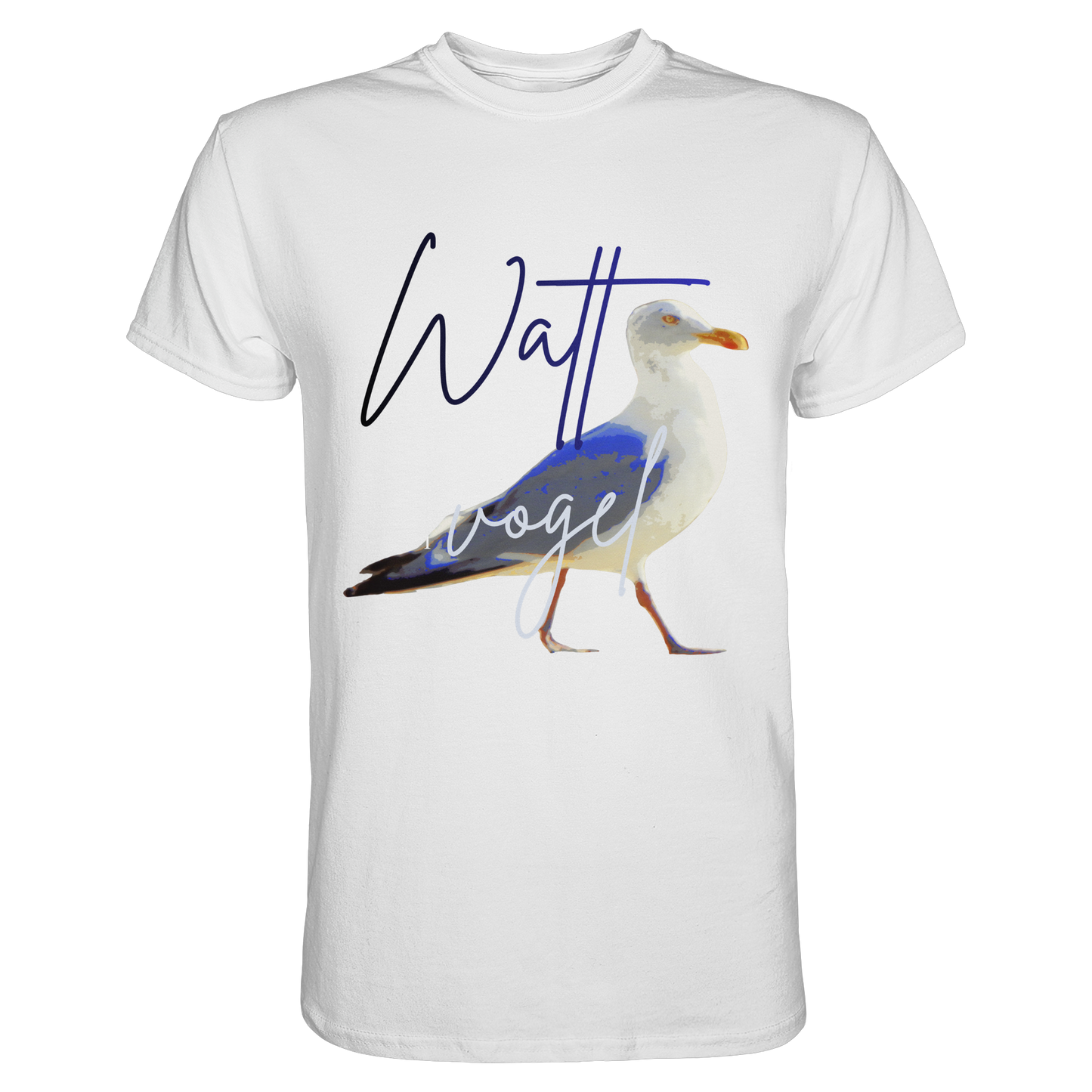 Wattvogel® Premium T-Shirt Nordsee Möwe | Maritimes Künstler Design Shirt