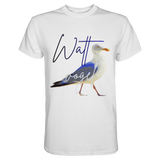 Wattvogel® Premium T-Shirt Nordsee Möwe | Maritimes Künstler Design Shirt