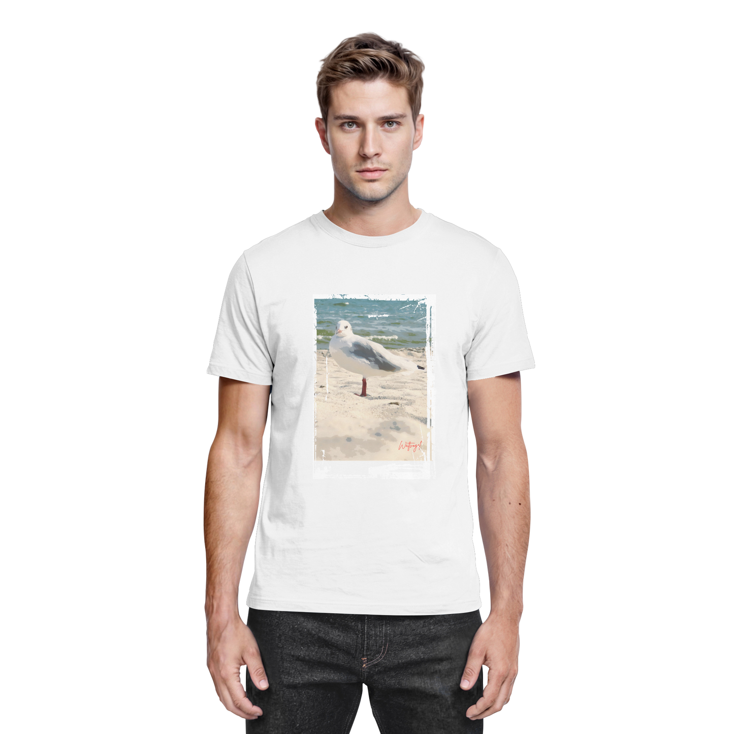 Wattvogel Nordsee Möwe am Strand - Premium Shirt