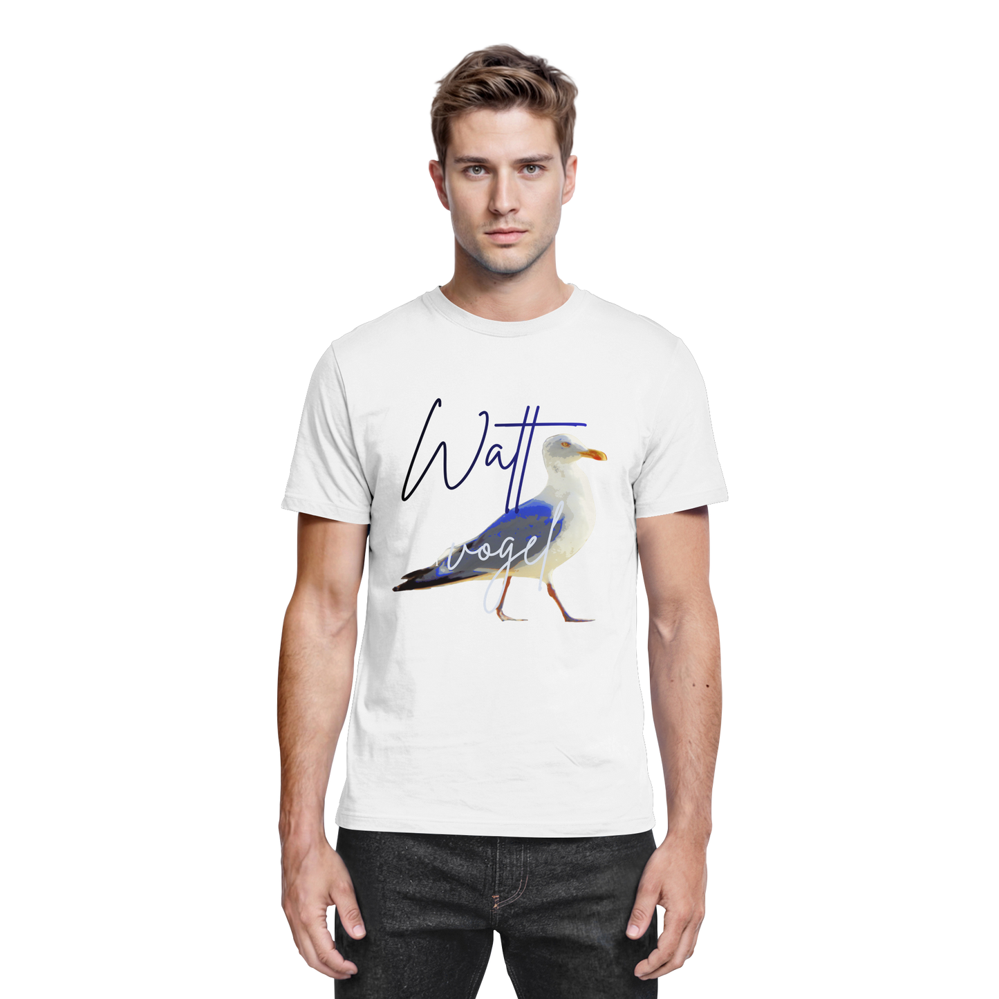 Wattvogel® Premium T-Shirt Nordsee Möwe | Maritimes Künstler Design Shirt