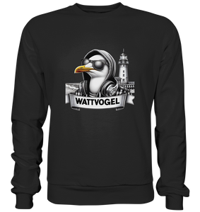 Wattvogel Shirt Möwe mit Sonnenbrille und Kaputze - Premium Sweatshirt