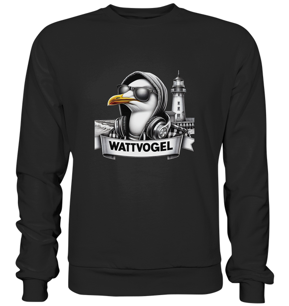 Wattvogel Shirt Möwe mit Sonnenbrille und Kaputze - Premium Sweatshirt