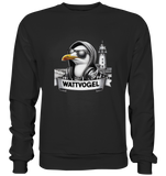 Wattvogel Shirt Möwe mit Sonnenbrille und Kaputze - Premium Sweatshirt