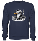 Wattvogel Shirt Möwe mit Sonnenbrille und Kaputze - Premium Sweatshirt