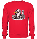 Wattvogel Shirt Möwe mit Sonnenbrille und Kaputze - Premium Sweatshirt