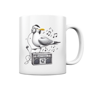 Tasse mit Möwe Möwe Wattvogel auf Radio Musik