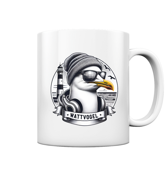 Coole Möwe mit Mütze und Sonnenbrille - Kaffeebecher