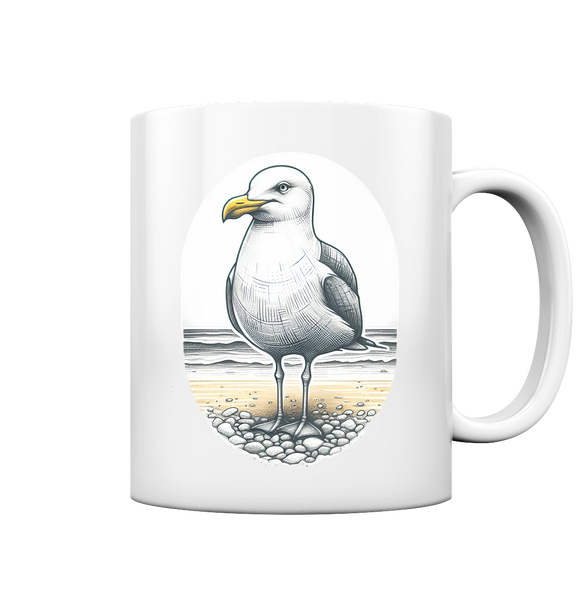 Tasse mit Möwe Wattvogel am Strand Kaffebecher
