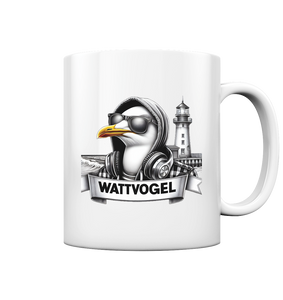 Wattvogel® Möwe mit Sonnenbrille und Kaputze - Tasse glossy
