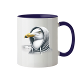Kaffeebecher Coole Möwe mit Kaputze  - Tasse zweifarbig - Wattvogel