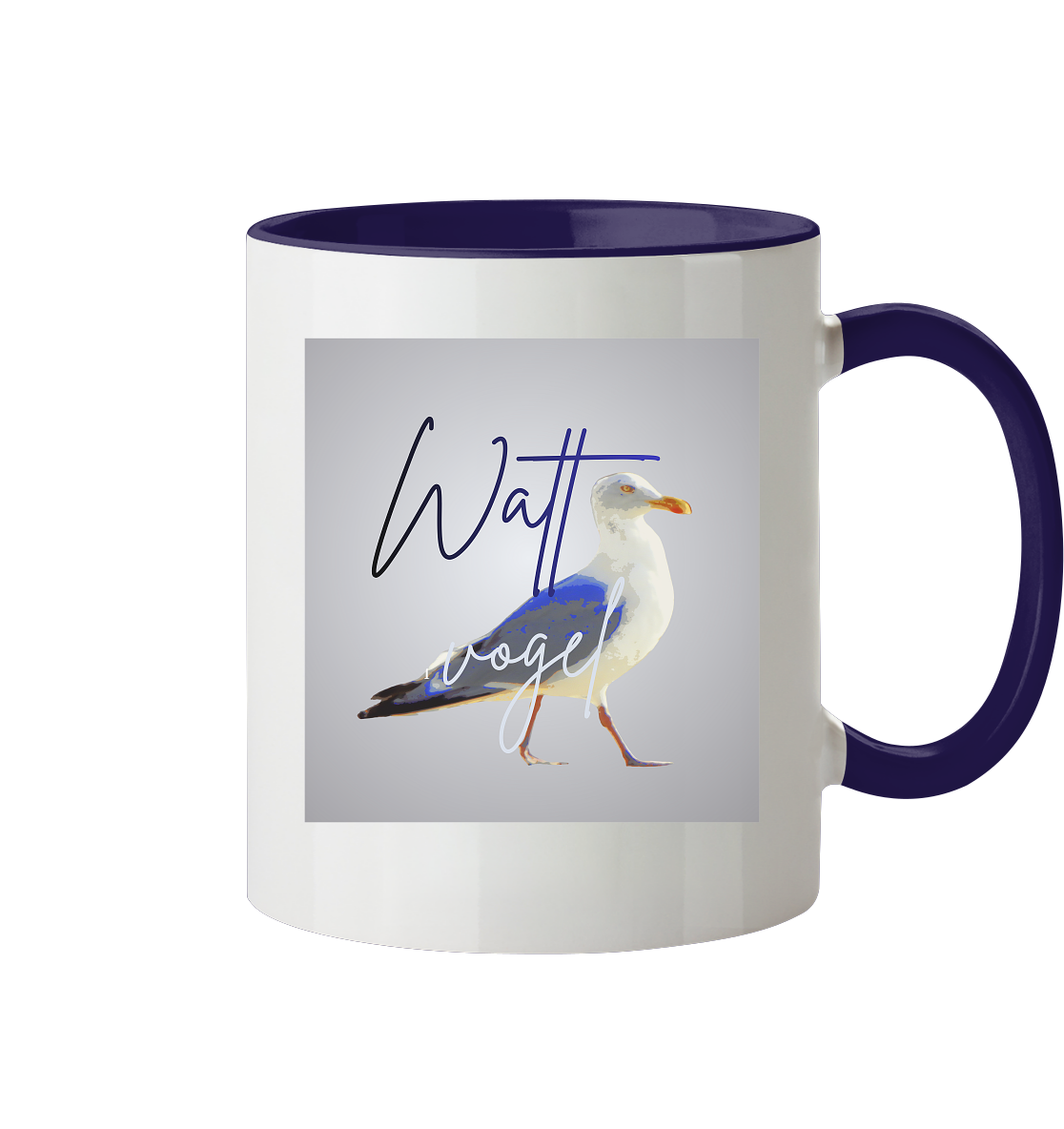 Wattvogel Motiv mit Nordsee Möwe  - Tasse zweifarbig