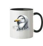 Kaffeebecher Coole Möwe mit Kaputze  - Tasse zweifarbig - Wattvogel