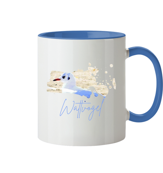 Wattvogel® – Nordsee Möwe im maritimen Kunst-Stil - Tasse zweifarbig