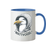 Motiv Möwe mit Kaputze Schriftzug Wattvogel  - Tasse zweifarbig