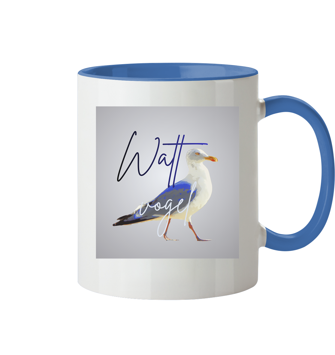 Wattvogel Motiv mit Nordsee Möwe  - Tasse zweifarbig