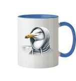 Kaffeebecher Coole Möwe mit Kaputze  - Tasse zweifarbig - Wattvogel