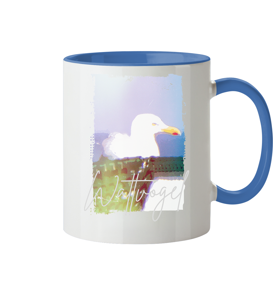 Wattvogel® Nordsee Möwe – Strandkorb Moment  - Tasse zweifarbig