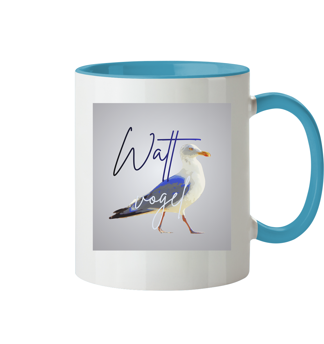Wattvogel Motiv mit Nordsee Möwe  - Tasse zweifarbig