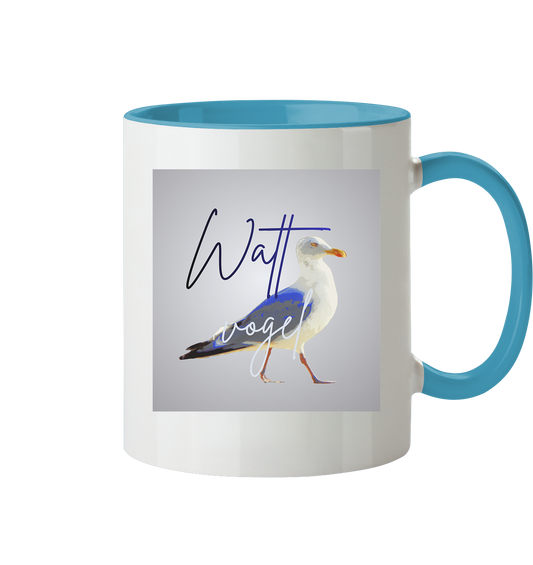 Wattvogel Motiv mit Nordsee Möwe  - Tasse zweifarbig