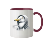 Kaffeebecher Coole Möwe mit Kaputze  - Tasse zweifarbig - Wattvogel