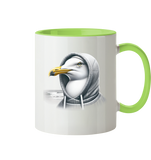Kaffeebecher Coole Möwe mit Kaputze  - Tasse zweifarbig - Wattvogel