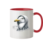 Kaffeebecher Coole Möwe mit Kaputze  - Tasse zweifarbig - Wattvogel