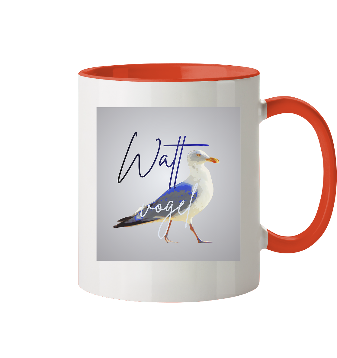Wattvogel Motiv mit Nordsee Möwe  - Tasse zweifarbig