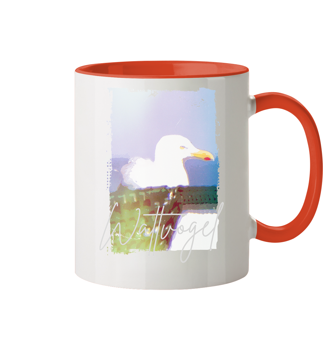 Wattvogel® Nordsee Möwe – Strandkorb Moment  - Tasse zweifarbig