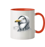 Kaffeebecher Coole Möwe mit Kaputze  - Tasse zweifarbig - Wattvogel