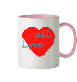 Rotes Herz mit Schriftzug "Love all" - Tasse zweifarbig