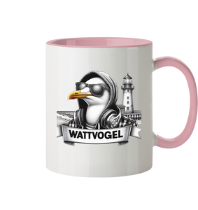 Tasse mit Möwe Wattvogel mit Sonnenbrille und Kaputze -