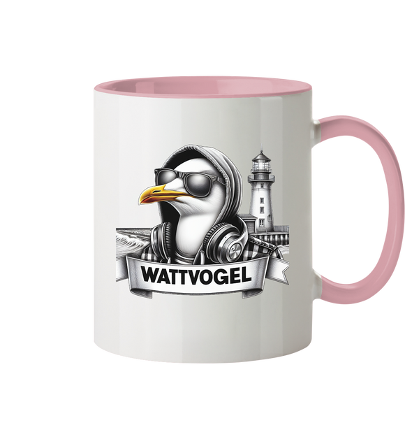 Tasse mit Möwe Wattvogel mit Sonnenbrille und Kaputze -