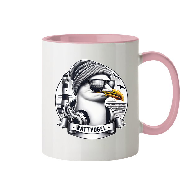 Coole Möwe mit Mütze und Sonnenbrille - Tasse zweifarbig