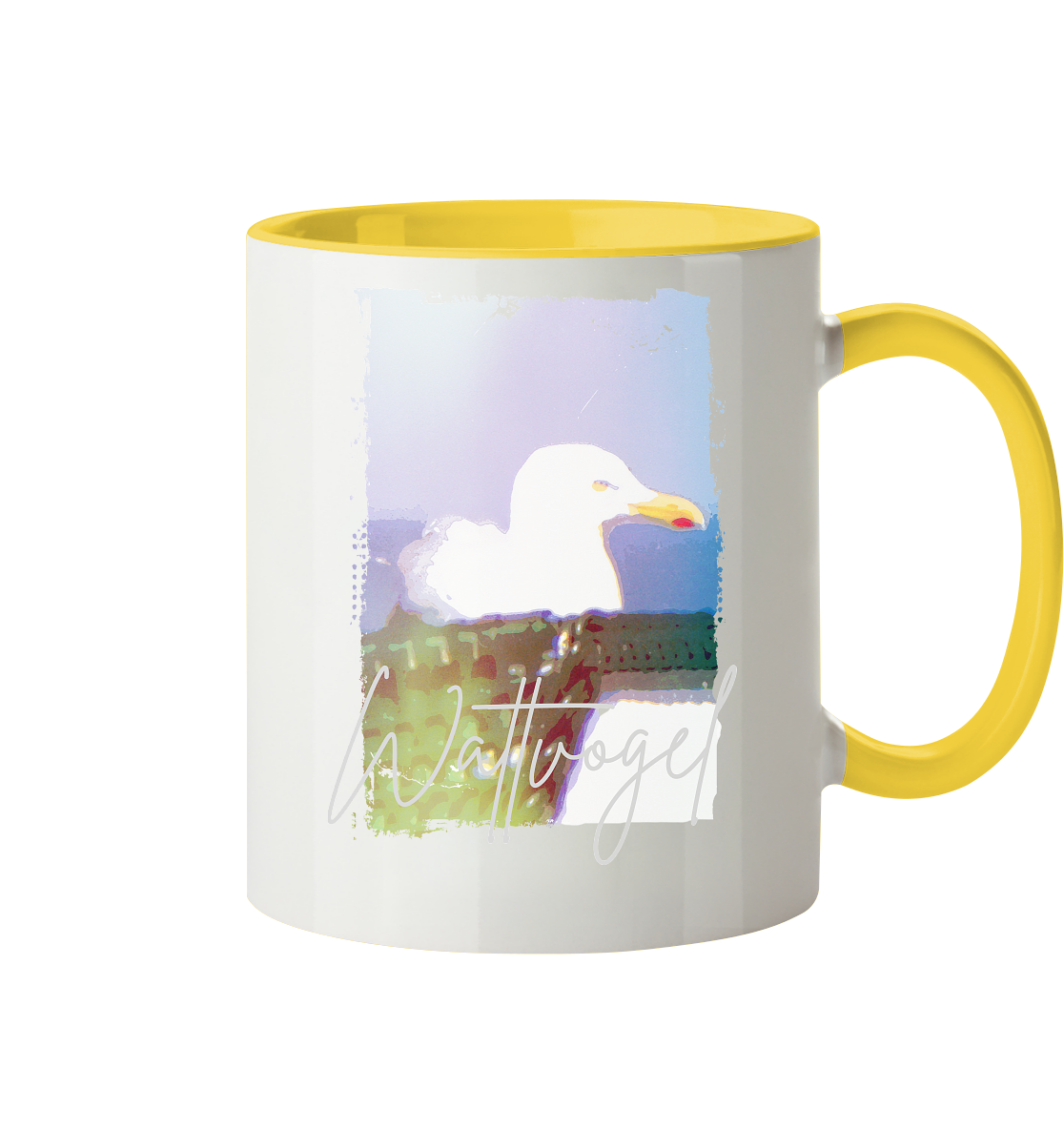 Wattvogel® Nordsee Möwe – Strandkorb Moment  - Tasse zweifarbig